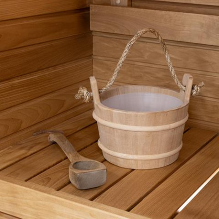 Prosaunas Wood Sauna Bucket with Rope Handle - 4-Liter