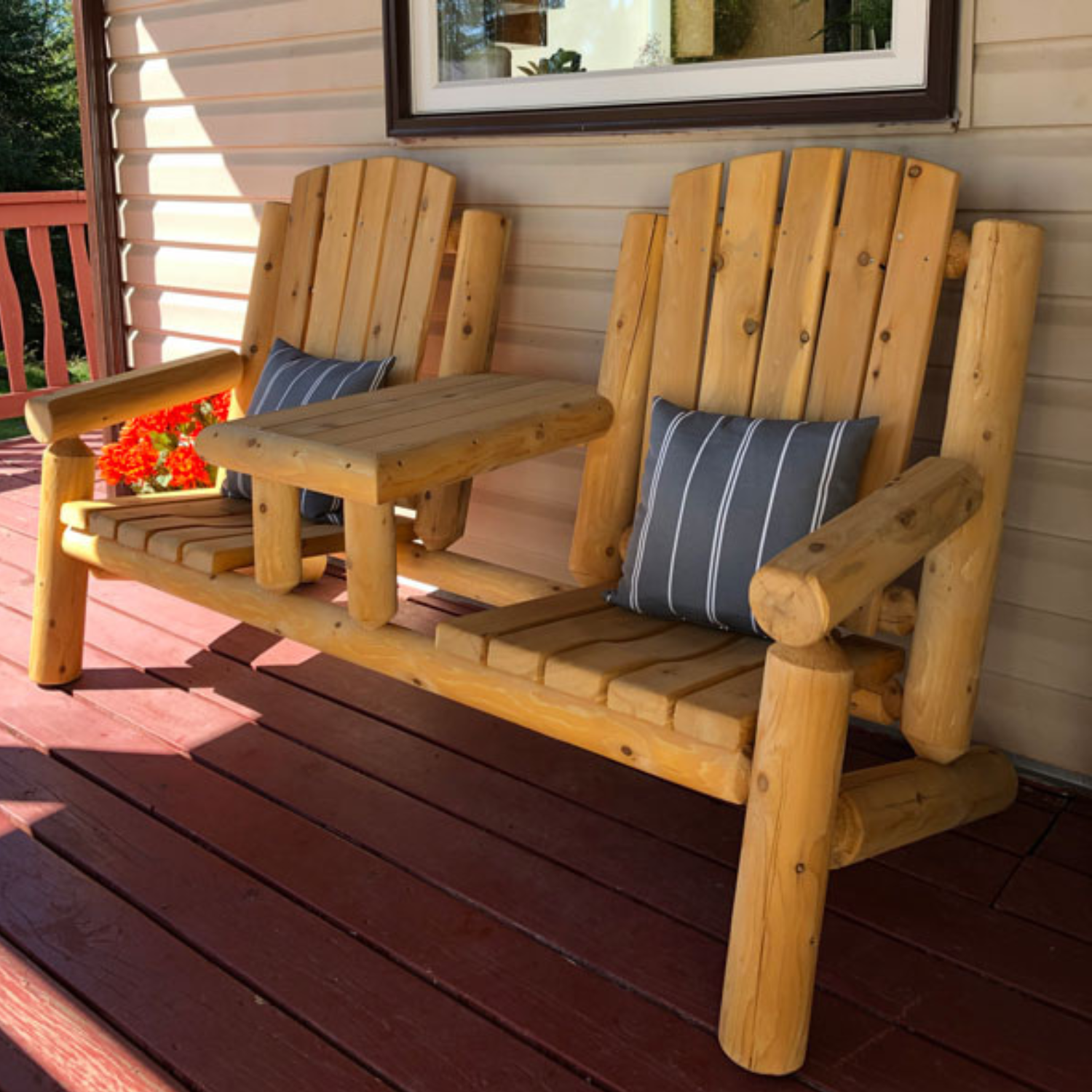 Dundalk Leisure Craft Adirondack Log Gossip Bench
