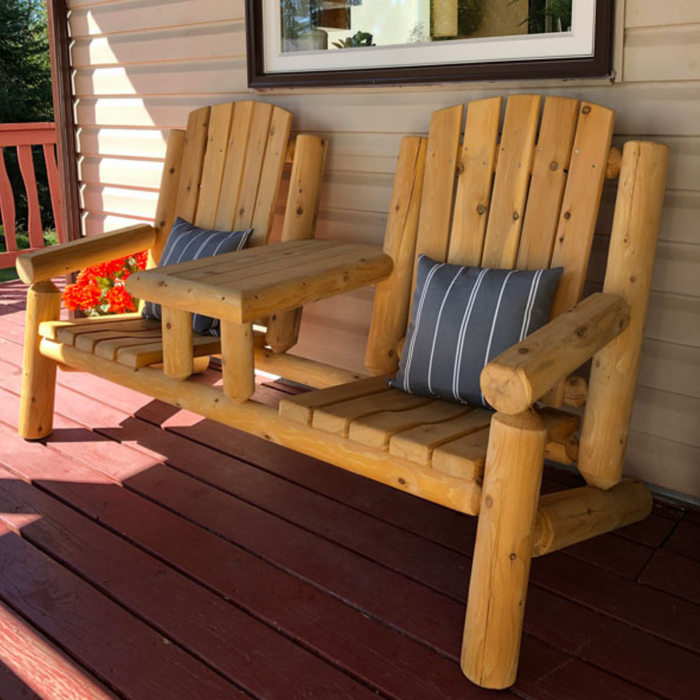 Adirondack Log Gossip Bench with Table