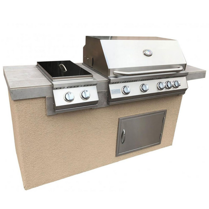 Antigua 6' BBQ Island Built In BBQ Grill Side Burner and Bar on one Side