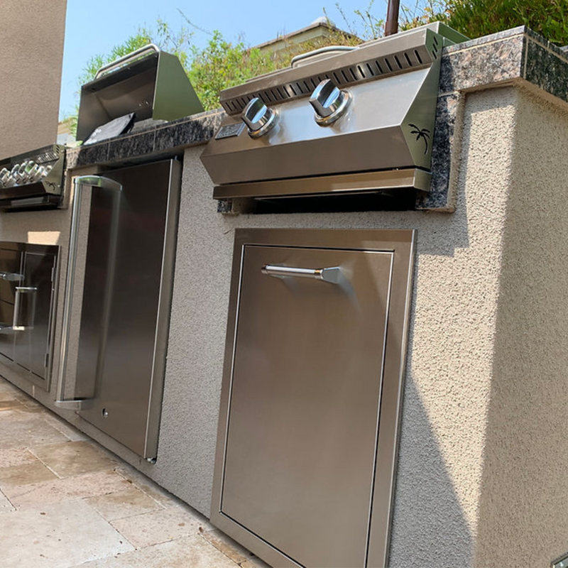 5 Burner Griddle Combo Drawer Fridge Outdoor Kitchen