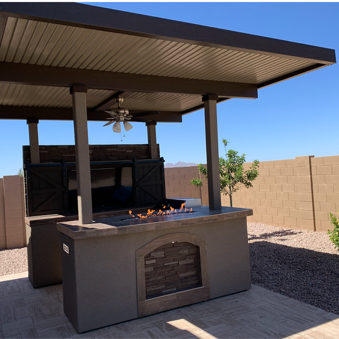 Barn Door TV Wall BBQ Island Pergola Firepit 4 Burner Built In BBQ St. Croix