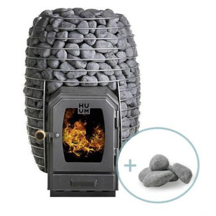 HUUM HIVE Wood 17kW Sauna Heater Package with 287 lbs of Stones