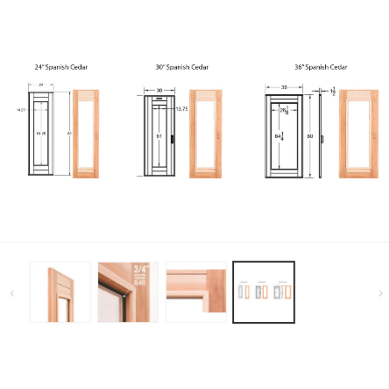 Cedar Elegance Sauna Door with Insulated Glass and Jamb