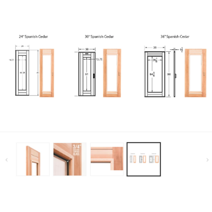 Cedar Elegance Sauna Door with Insulated Glass