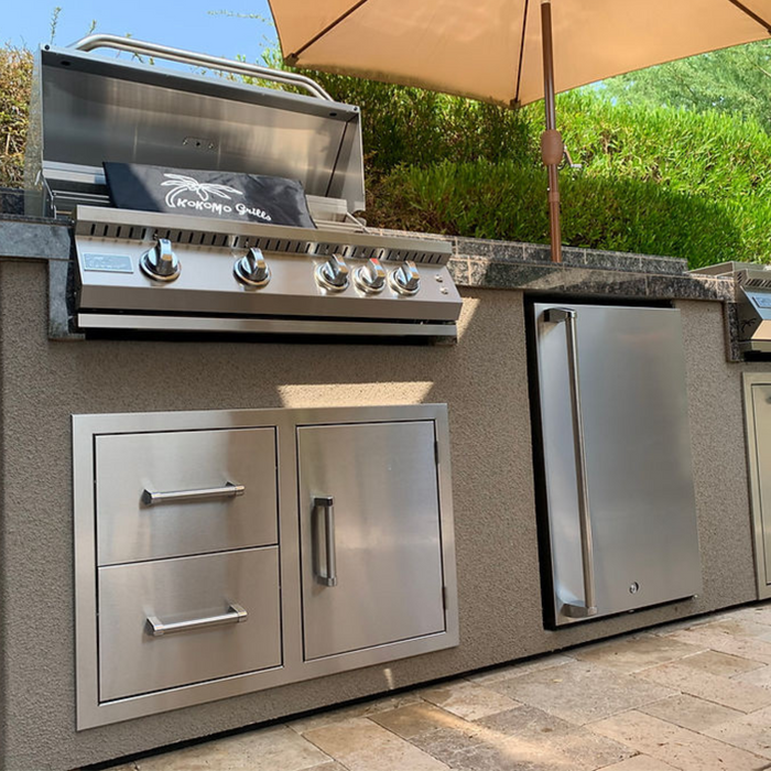 5 Burner Griddle Combo Drawer Fridge Outdoor Kitchen