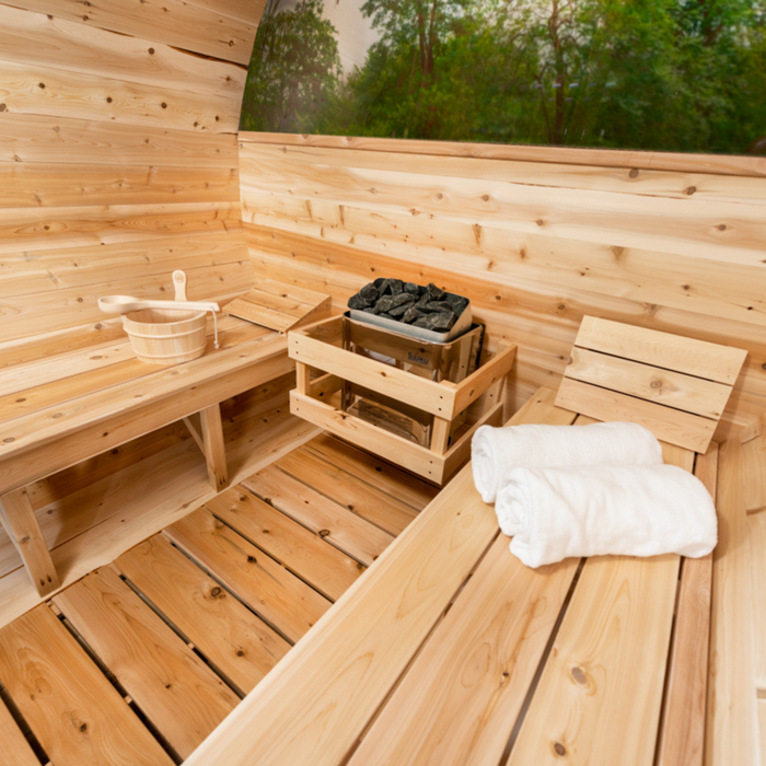 CT Serenity Sauna: Handcrafted Eastern White Cedar, 5mm Bronze Tempered Glass Door with Wooden Frame, Easy Installation