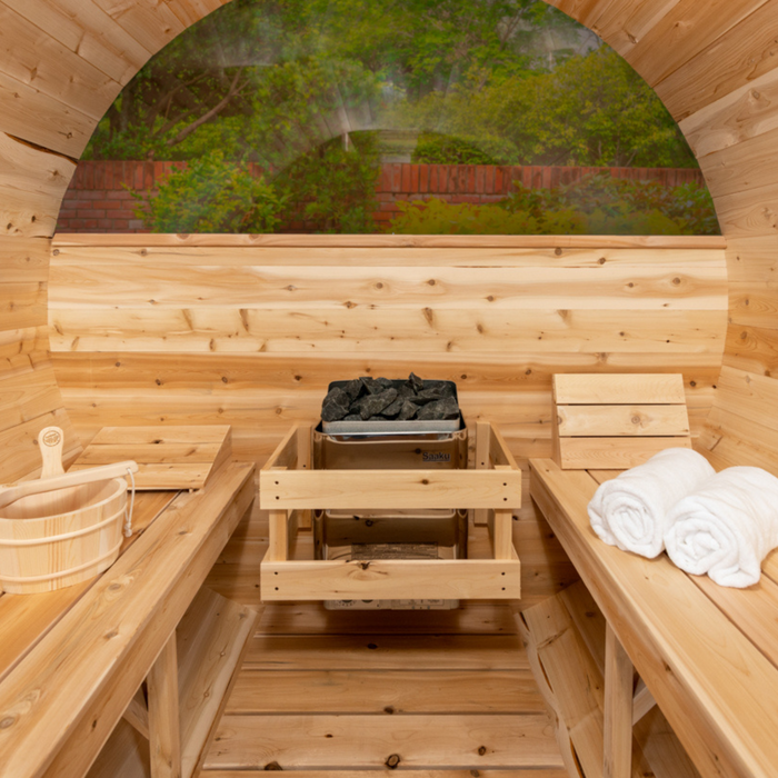 CT Serenity Sauna: Handcrafted Eastern White Cedar, 5mm Bronze Tempered Glass Door with Wooden Frame, Easy Installation