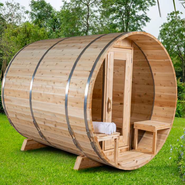 CT Serenity Sauna: Handcrafted Eastern White Cedar, 5mm Bronze Tempered Glass Door with Wooden Frame, Easy Installation