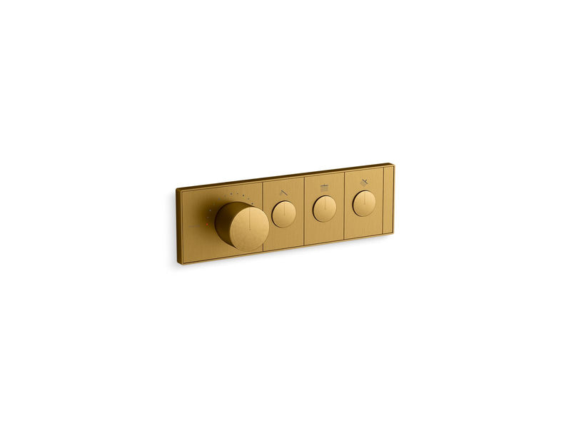 Kohler Anthem Three-Outlet Recessed Thermostatic Control — Vibrant Brushed Moderne Brass