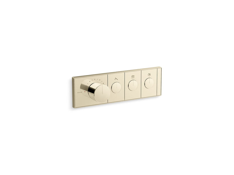 Kohler Anthem Three-Outlet Recessed Thermostatic Control — Vibrant French Gold