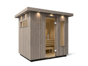 Kohler C2 Outdoor Traditional Sauna — Weathered Grey Spruce / Spruce