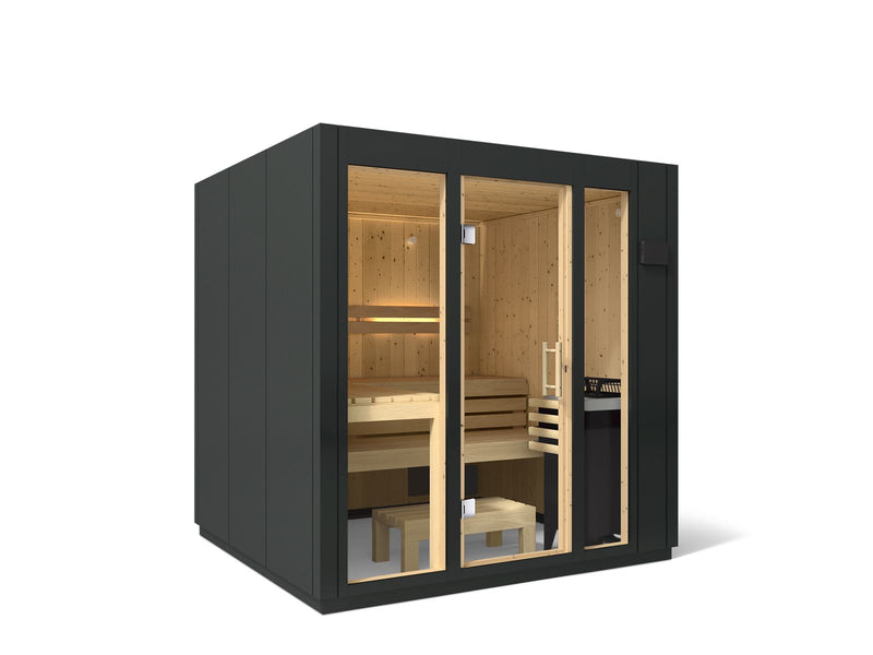 Kohler C1 Indoor Traditional Sauna — Graphite Grey / Spruce