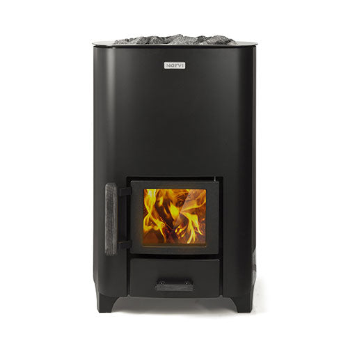 Narvi NC Black Wood-Burning Sauna Stove — NC 16 / NC 20 / NC 24 (Finnish, CE)