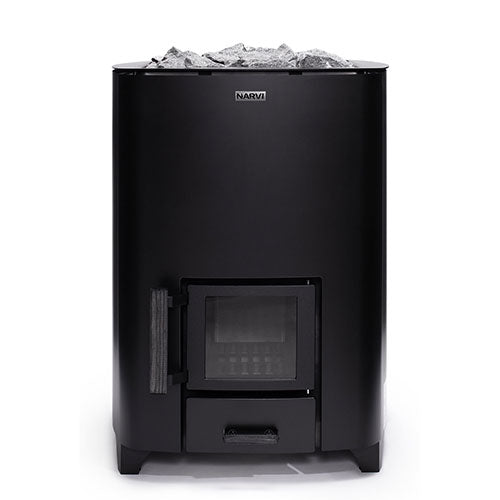 Narvi NC Black Wood-Burning Sauna Stove — NC 16 / NC 20 / NC 24 (Finnish, CE)