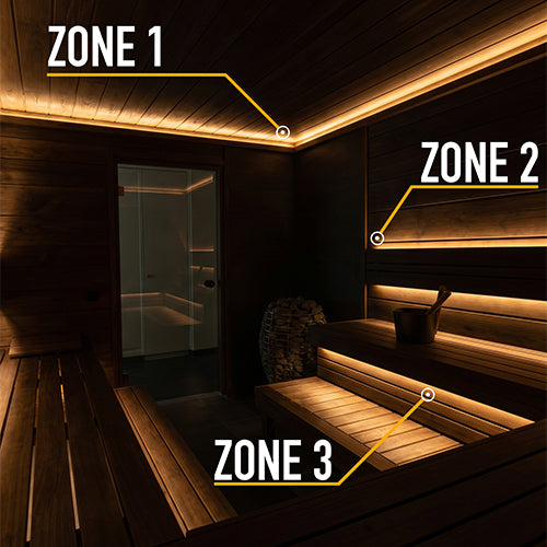 ProSaunas 3-Zone Dimmable White LED Light Strip Kit